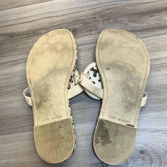Tory Burch Miller Enamel Thong Sandals Women's Size 8 Multi Color Basketweave - Picture 6 of 10